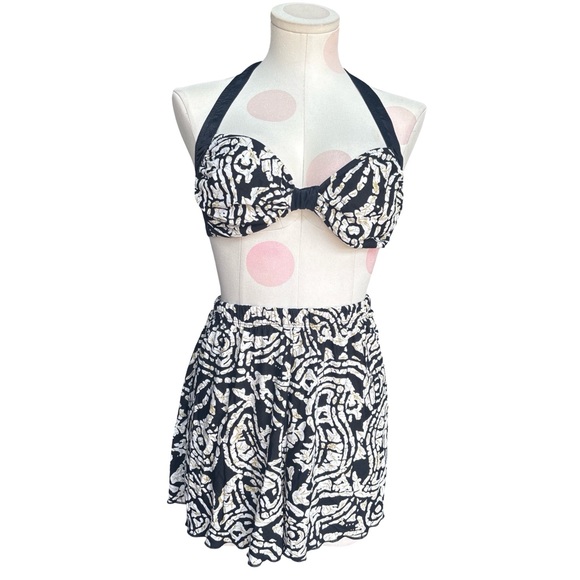 NWT 90's Deadstock Sirena 2-Piece Swimsuit -Black and White-  Large - Picture 1 of 9